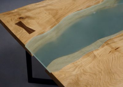 Maple and Glass Slab Dining Table