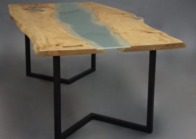 Maple and Glass Slab Dining Table