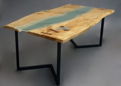 Maple and Glass Slab Dining Table