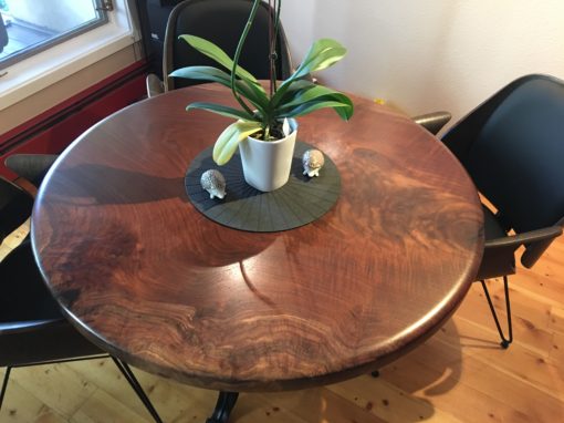 Claro Walnut Round Slab Dining Table